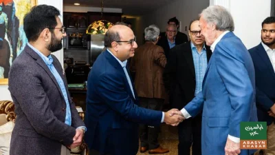 امریکی سینیٹر ایڈورڈ مارکی کی ڈائریکٹر ورلڈ بوسٹن شاہد خان سے ملاقات، امن عمل کیلئے خراجِ تحسین