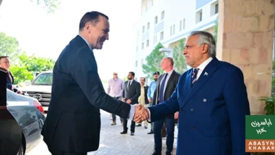 برطانیہ اور پولینڈ کے اعلیٰ حکام کی اسحاق ڈار سے ملاقات، جنگ بندی اور خطے کی صورتحال پر گفتگو