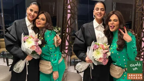 دبئی میں راکھی ساونت کا صبا قمر کو اچانک سرپرائز، گلدستہ پیش